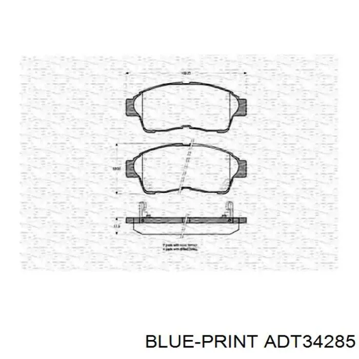 Передние тормозные колодки ADT34285 Blue Print