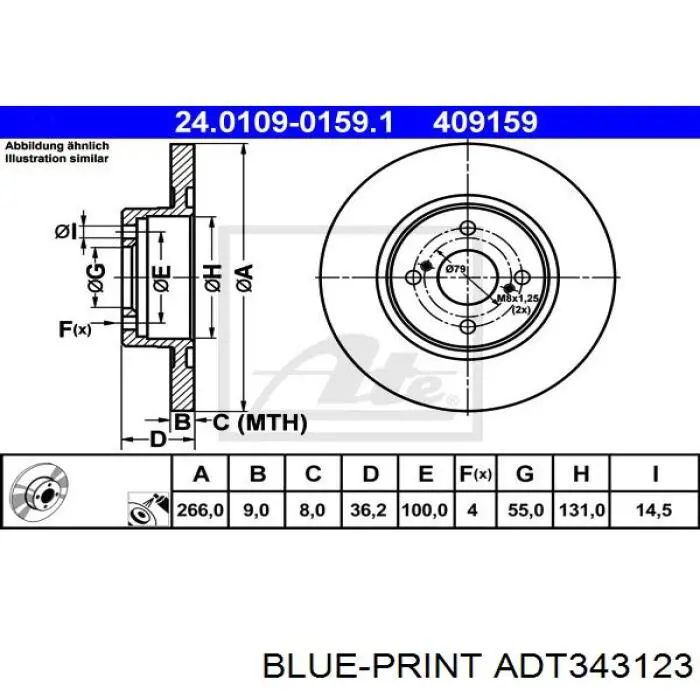 ADT343123 Blue Print Дисковый тормоз