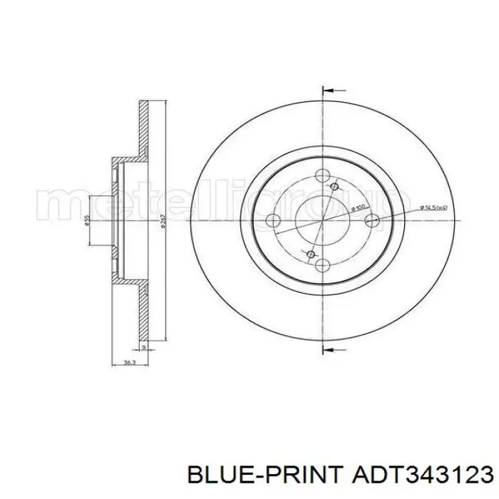 Тормозные диски ADT343123 Blue Print