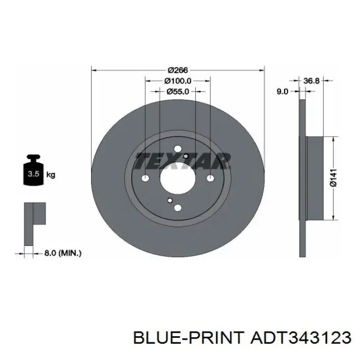 Задний дисковый тормоз Blue Print ADT343123