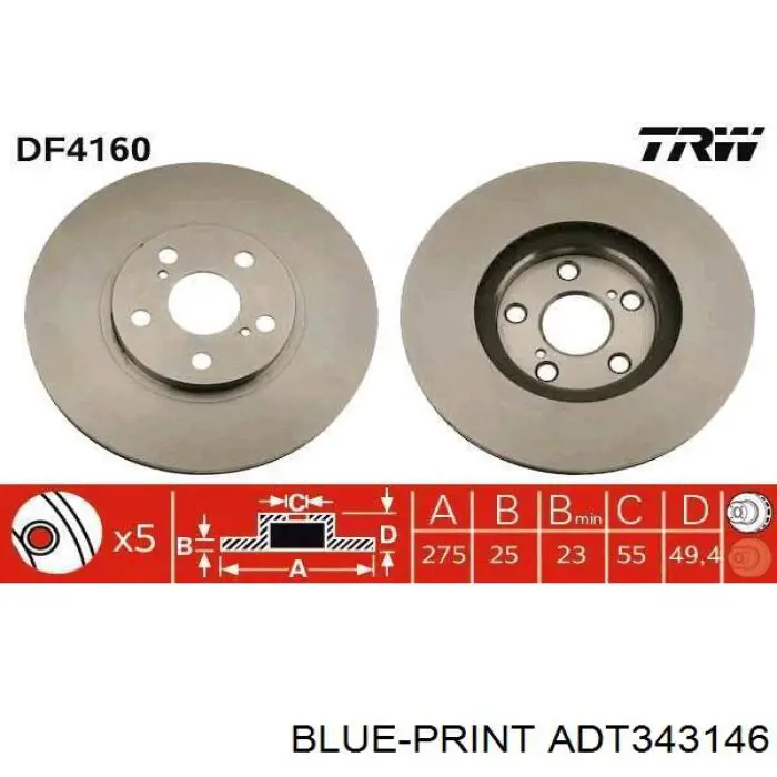 Купить ADT343146 Blue Print Ротор тормозной