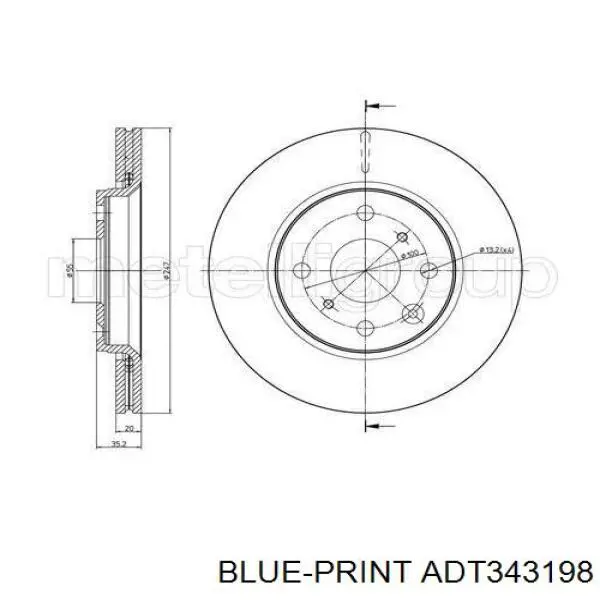 Тормоз дисковый передний Blue Print ADT343198 цена, от 22.83 USD