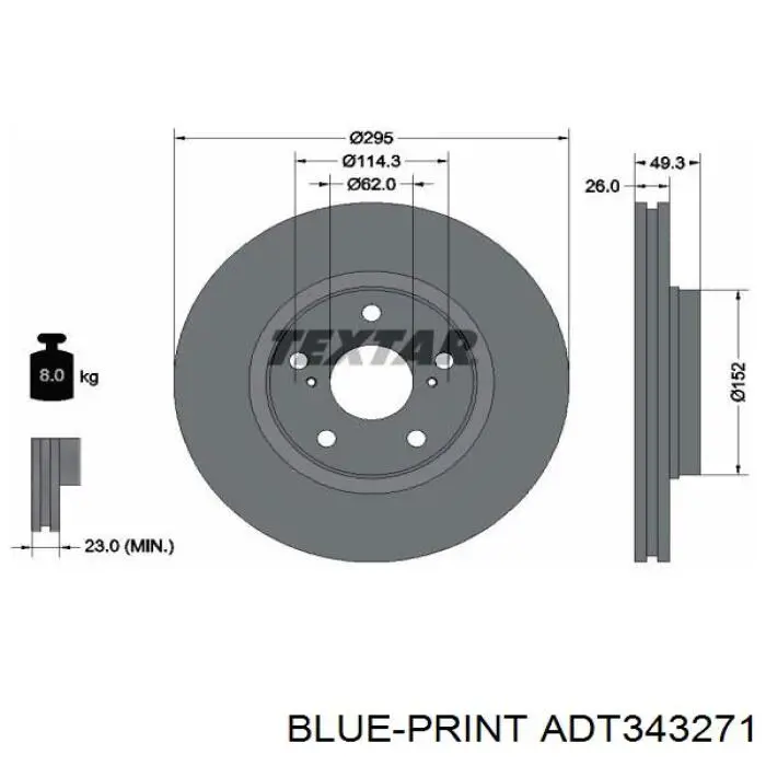 Купить ADT343271 Blue Print Ротор тормозной