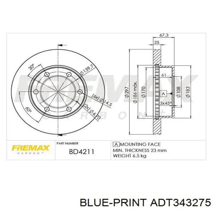 Тормоз дисковый передний TRW DF6726S цена, от 71.15 USD
