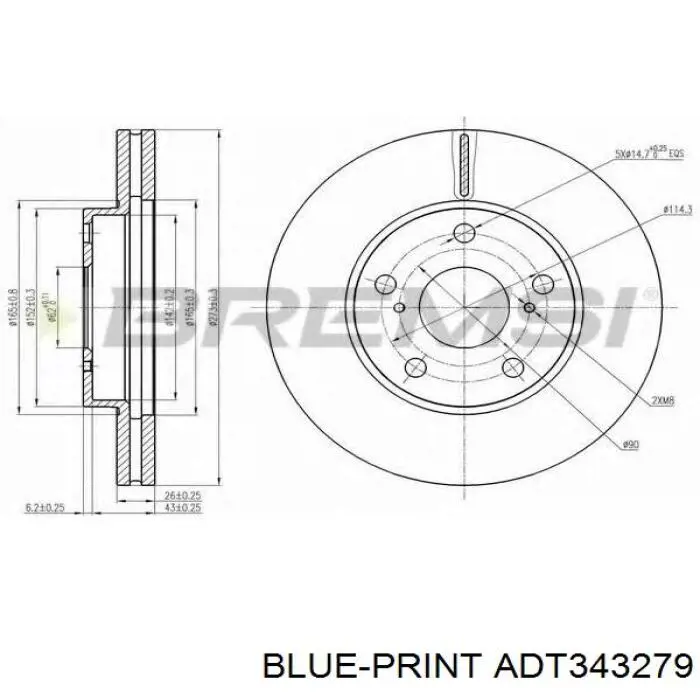 ADT343279 Blue Print Диск тормозной передний