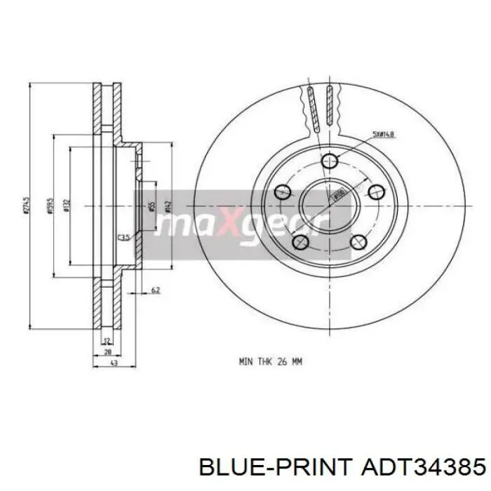Купить ADT34385 Blue Print Ротор тормозной