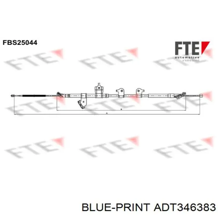 ADT346383 Blue Print трос ручного тормоза задний правый