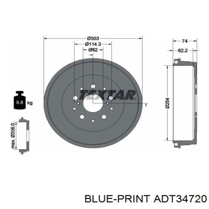 Тормозной барабан ADT34720 Blue Print