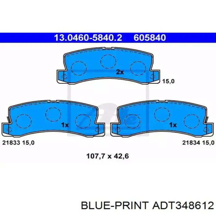 Купить ADT348612 Blue Print Ремкомплект тормозных колодок