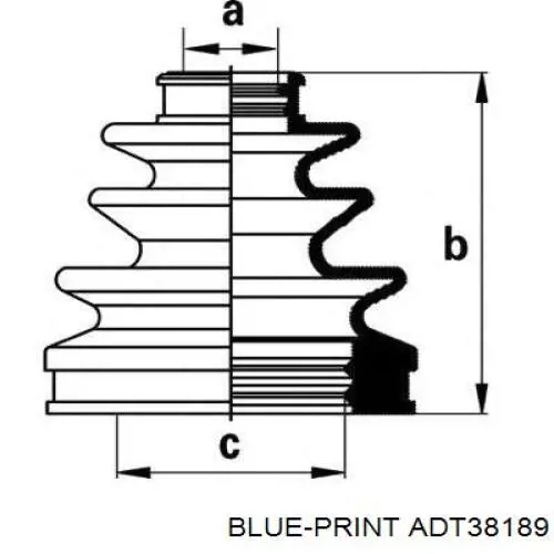 Пыльник шарнира угловых скоростей внутренний передний правый Blue Print ADT38189 цена, от 17.64 USD