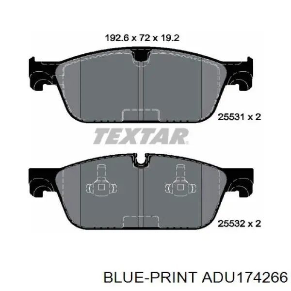 Передние тормозные колодки ADU174266 Blue Print