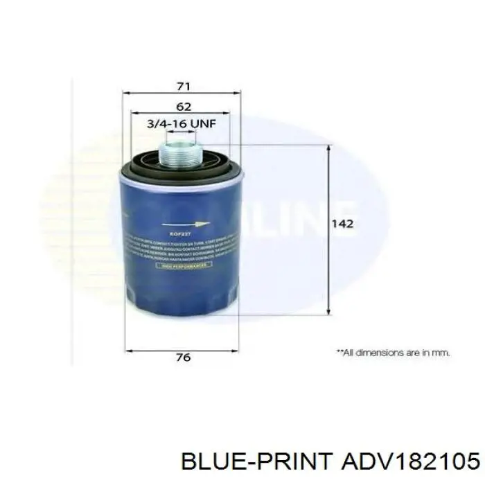 Масляный фильтр ADV182105 Blue Print