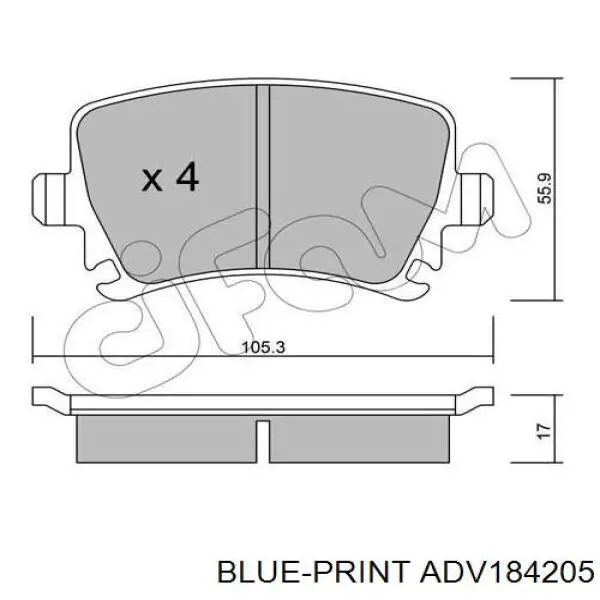 Купить ADV184205 Blue Print Колодки тормозные задние, дисковые