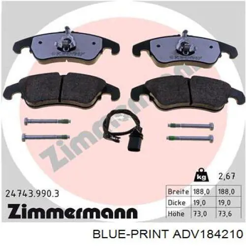 Колодки Blue Print ADV184210 цена, от 54.83 USD
