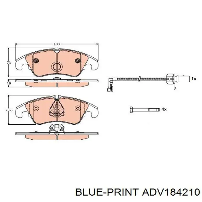 Тормозные колодки Blue Print ADV184210