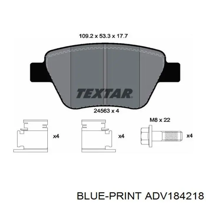 Колодки дисковые  Blue Print ADV184218 цена, от 24.64 USD
