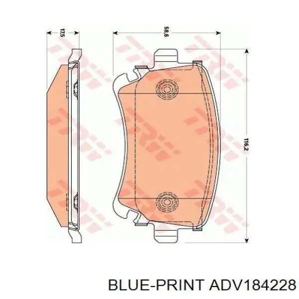 Задние дисковые колодки Blue Print ADV184228