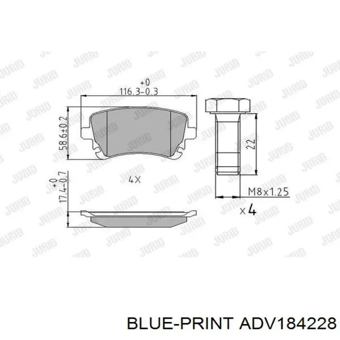Колодки дисковые  Blue Print ADV184228 цена, от 24.64 USD
