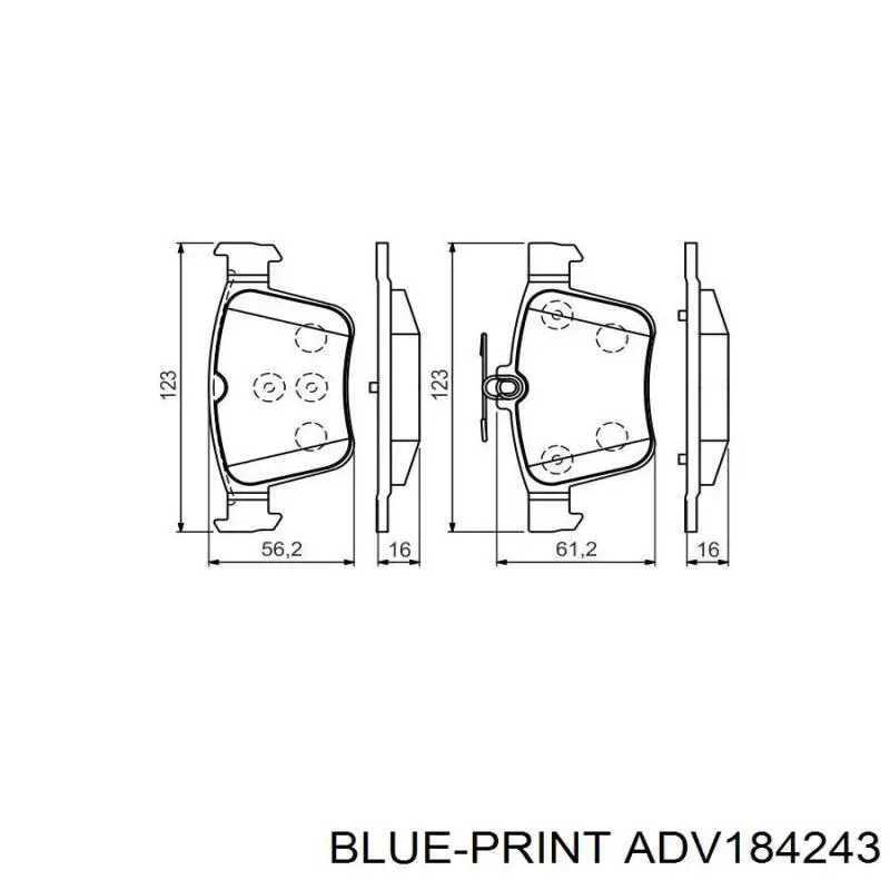 Задние дисковые колодки Blue Print ADV184243