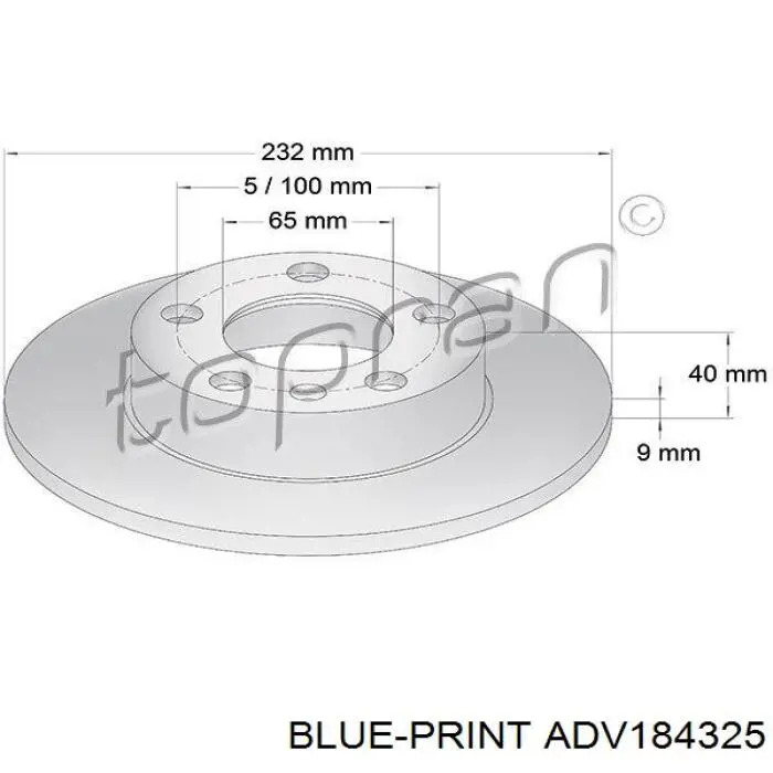 Купить ADV184325 Blue Print Диск тормозной задний