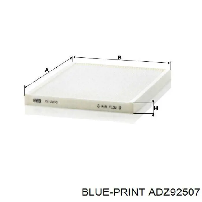 Фильтр салона ADZ92507 Blue Print