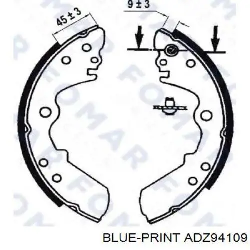 Купить ADZ94109 Blue Print Задние барабанные тормозные колодки