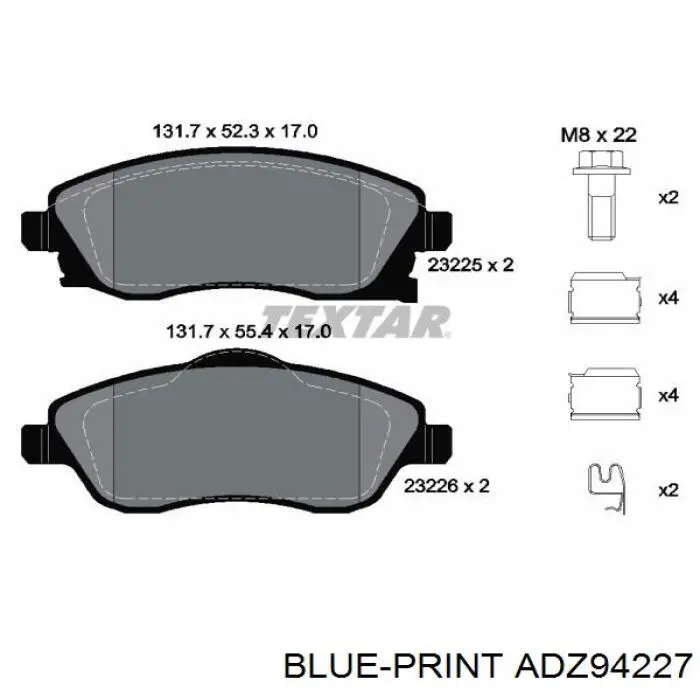 Купить ADZ94227 Blue Print Колодки тормозные