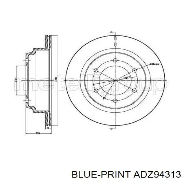 Disco de freno trasero ADZ94313 Blue Print