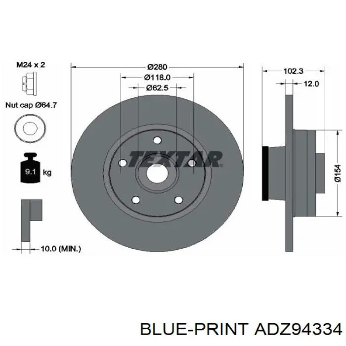 Тормозные диски ADZ94334 Blue Print