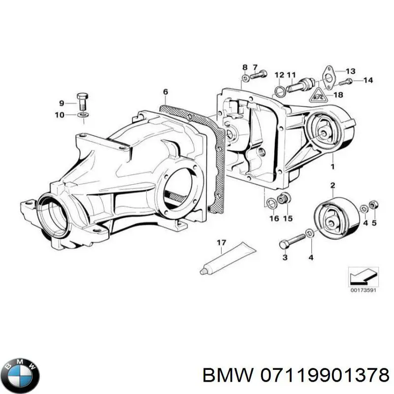 Tornillo de montaje, Amortiguador traasero 07119901378 BMW