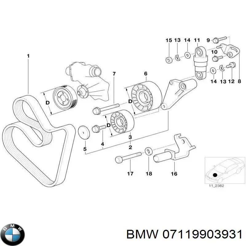 Болт нижнего рычага 07119903931 BMW