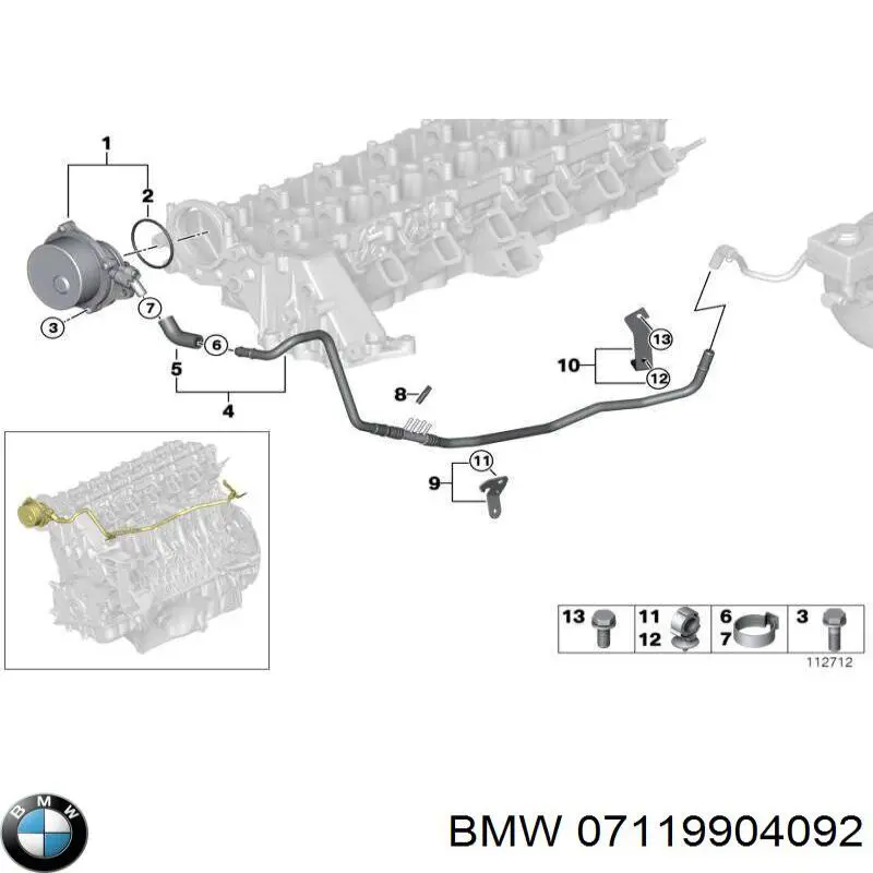 7119904092 BMW parafuso de fixação de braço oscilante dianteiro, inferior