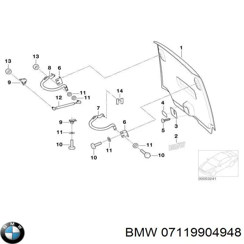 Гайка крепления приемной трубы глушителя (штанов) 07119904948 BMW