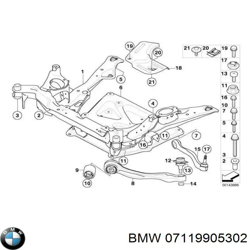 07119905302 BMW parafuso de fixação de braço oscilante dianteiro, inferior