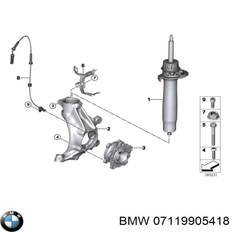 Болт крепления переднего рычага, нижнего 07119905418 BMW