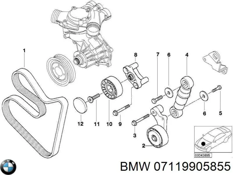 Болт крепления переднего рычага, нижнего 07119905855 BMW