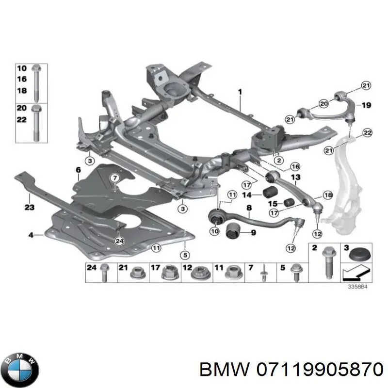 Болт крепления переднего рычага, нижнего 07119905870 BMW