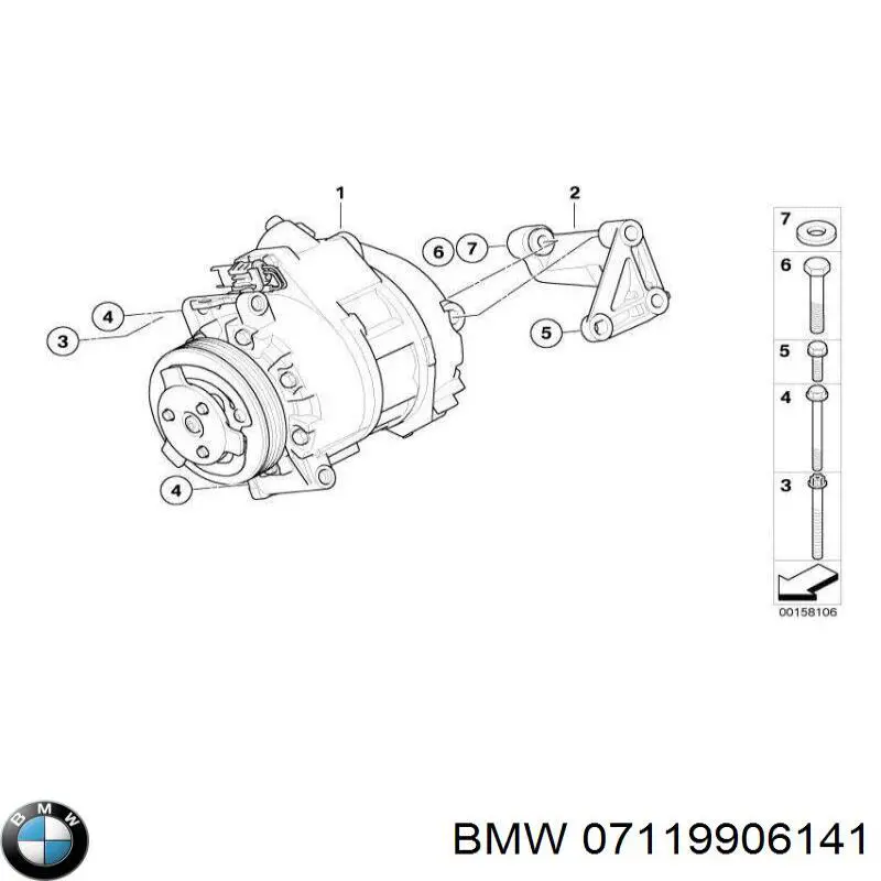 Болт крепления переднего рычага, нижнего 07119906141 BMW