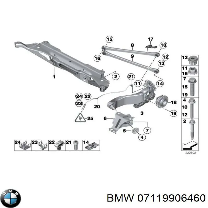 07119906460 BMW Perno de fijación, brazo oscilante delantera, inferior original y equivalente
