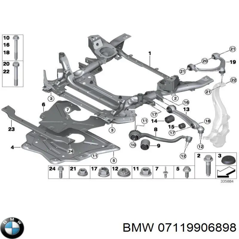 07119906898 BMW parafuso de fixação de braço oscilante dianteiro, kit