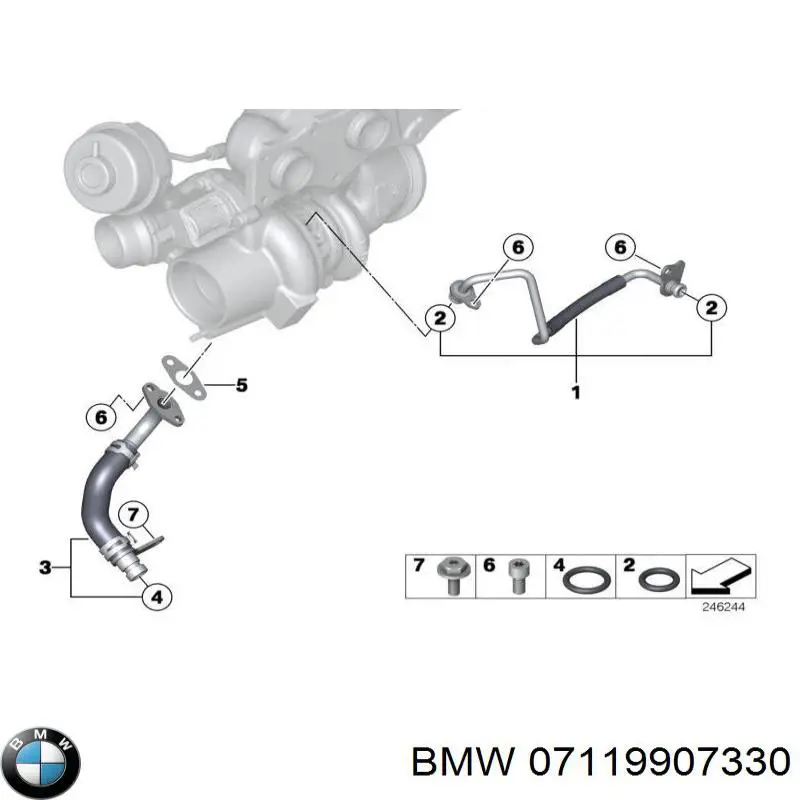 07119907330 BMW прокладка (кольцо шланга охлаждения турбины, подачи)