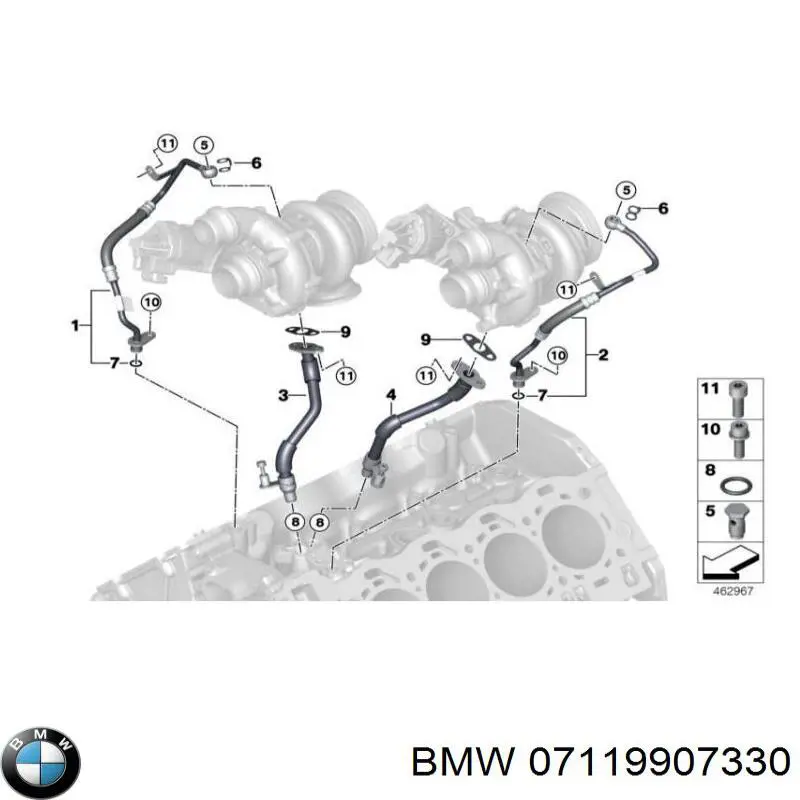 Купить 07119907330 BMW Прокладка шланга охлаждения турбины