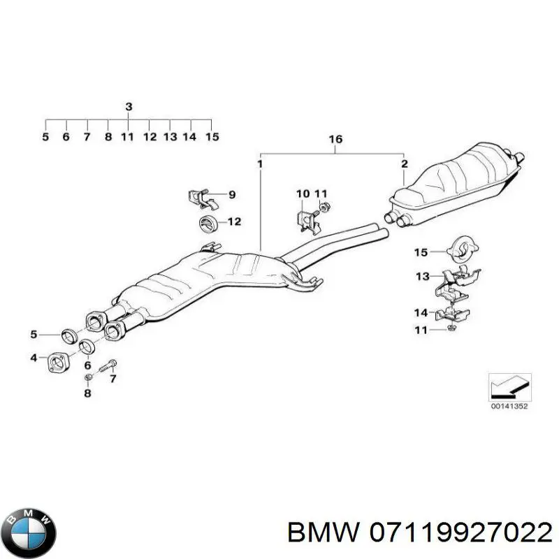 07119927022 BMW гайка крепления приемной трубы глушителя (штанов)