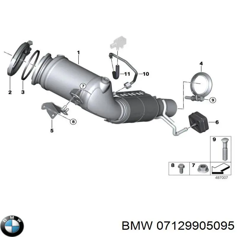 Гайка крепления приемной трубы глушителя (штанов) 07129905095 BMW