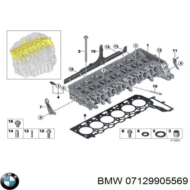Болт головки блока цилиндров, ГБЦ BMW 07129905569 цена, от 1.01 USD