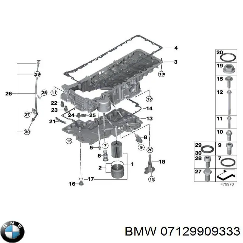 07129909333 BMW parafuso de fixação de braço oscilante dianteiro, inferior