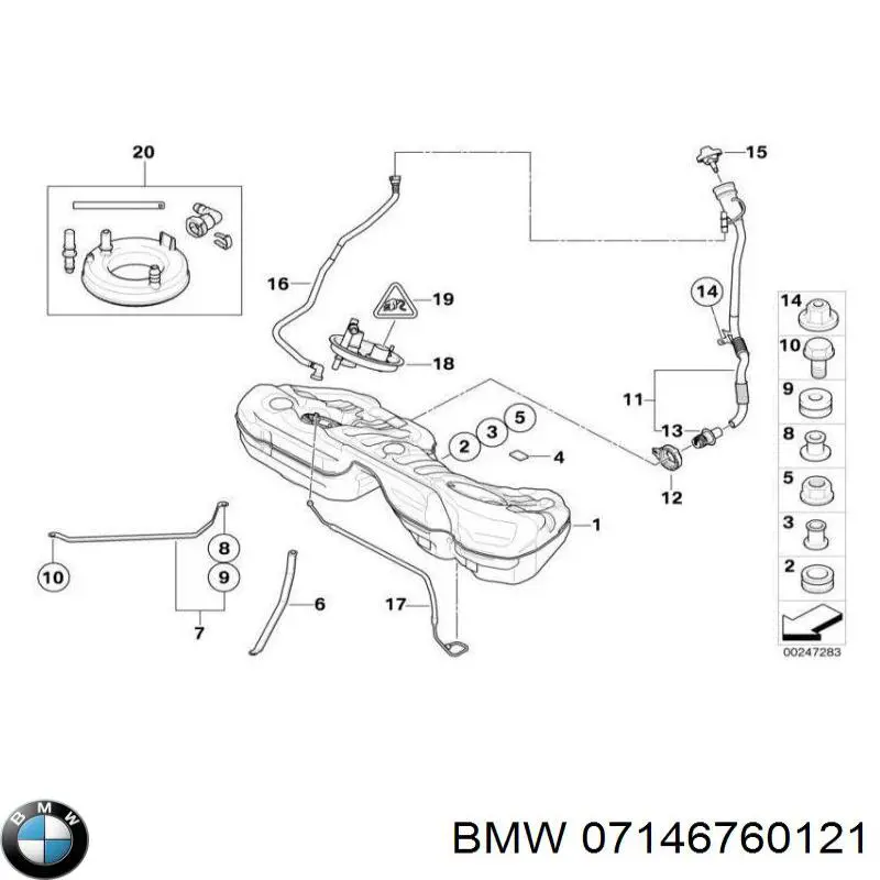 Гайка крепления приемной трубы глушителя (штанов) BMW 07146760121