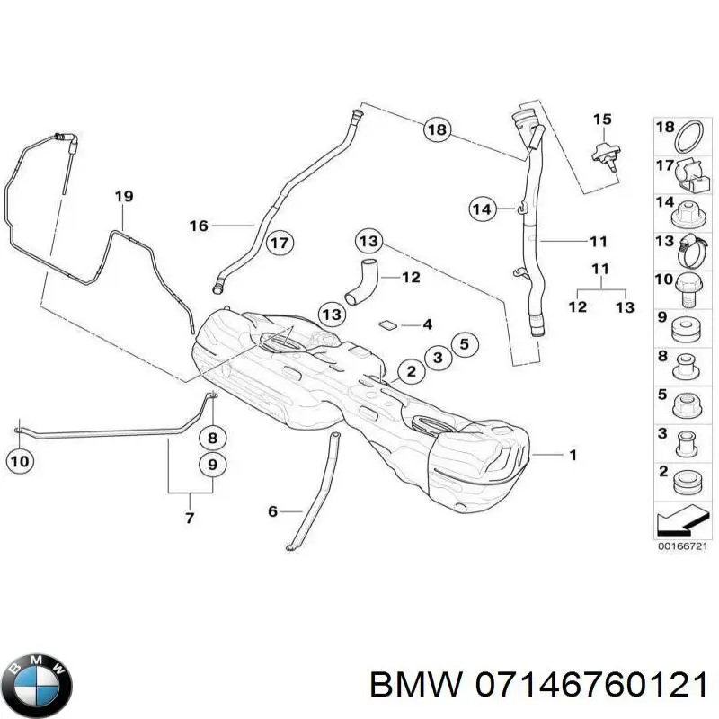 07146760121 BMW Гайка крепления приемной трубы глушителя (штанов)