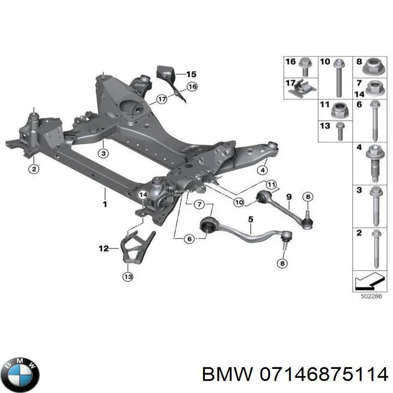 Купить 07146875114 BMW Гайка болта крепления переднего рычага, нижнего