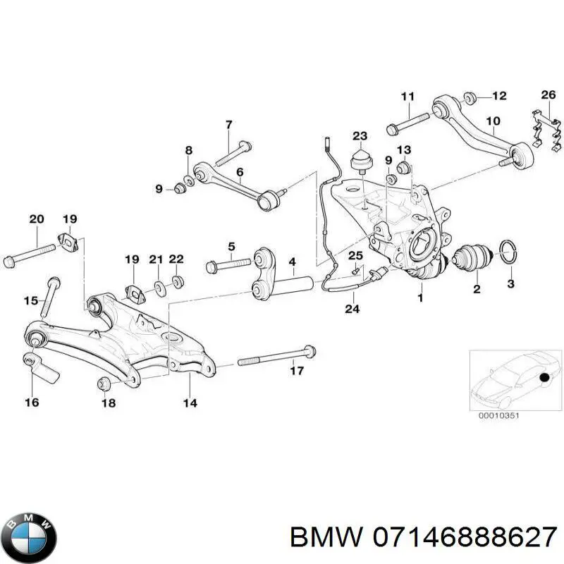 Perno De El Brazo Trasero 07146888627 BMW